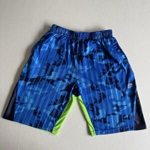 RBX Boys Size 8/10 Shorts Blue Print Neon Pull on Athletic Activewear X-Dri